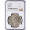 Image 1 : 1922 $1 Peace Silver Dollar Coin NGC AU53