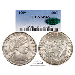 1909 Barber Half Dollar Coin PCGS MS65 CAC Amazing Toning