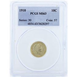 1910 Liberty Barber Head Dime PCGS MS63