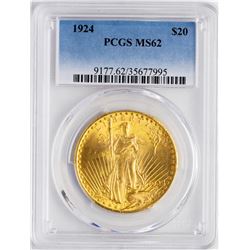 1924 $20 St. Gaudens Double Eagle Gold Coin PCGS MS62