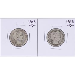 Lot of (2) 1913-D Barber Quarter Coins