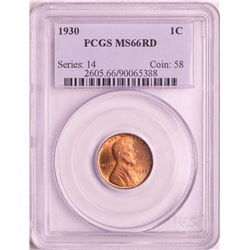1930 Lincoln Wheat Cent Coin PCGS MS66RD
