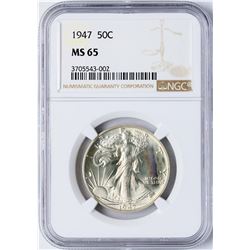 1947 Walking Liberty Half Dollar Coin NGC MS65 Nice Color