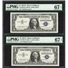 Image 1 : Lot of (2) 1957A $1 Silver Certificate Notes PMG Superb Gem Unc. 67EPQ