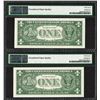 Image 2 : Lot of (2) 1957A $1 Silver Certificate Notes PMG Superb Gem Unc. 67EPQ