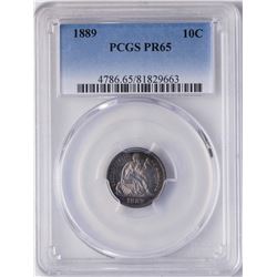 1889 Proof Seated Liberty Dime Coin PCGS PR65