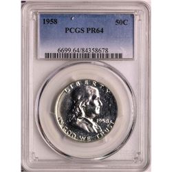 1958 Proof Franklin Half Dollar Coin PCGS PR64