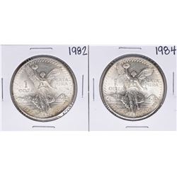 Lot of 1982 & 1984 Mexico Onza Libertad Silver Coins