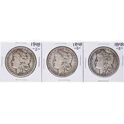 Lot of (3) 1898-S $1 Morgan Silver Dollar Coins