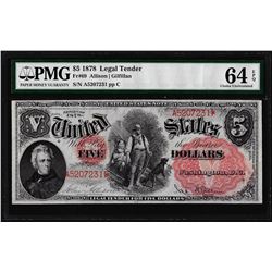 1878 $5 Woodchopper Legal Tender Note Fr.69 PMG Choice Uncirculated 64EPQ
