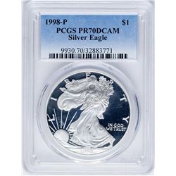 1998-P $1 Proof American Silver Eagle Coin PCGS PR70DCAM
