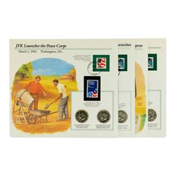 Group of (4) Kennedy Half Dollar Coin & Stamp Commemorative Sets