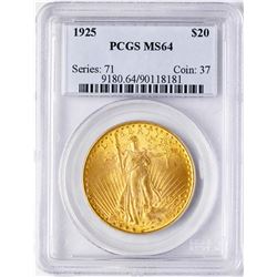 1925 $20 St. Gaudens Double Eagle Gold Coin PCGS MS64