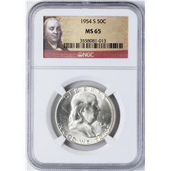 1954-S Franklin Half Dollar Coin NGC MS65