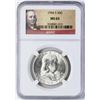 Image 1 : 1954-S Franklin Half Dollar Coin NGC MS65