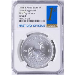 2018 South Africa Krugerrand Silver Coin NGC MS69 First Day of Issue