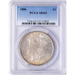 1886 $1 Morgan Silver Dollar Coin PCGS MS65