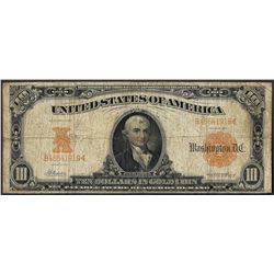 1922 $10 Gold Certificate Note
