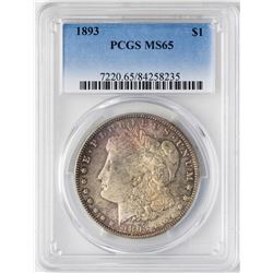1893 $1 Morgan Silver Dollar Coin PCGS MS65