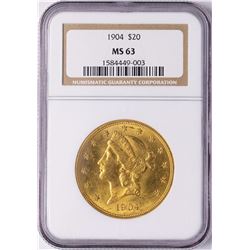 1904 $20 Liberty Head Double Eagle Gold Coin NGC MS63