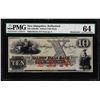 Image 1 : 1850-60's $10 Salmon Falls Bank Obsolete Note PMG Choice Uncirculated 64