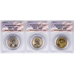 Lot of (3) 2008 Presidential Oath Dollar Coins ANACS MS66