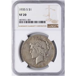 1935-S $1 Peace Silver Dollar Coin NGC VF20