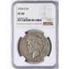 Image 1 : 1935-S $1 Peace Silver Dollar Coin NGC VF20