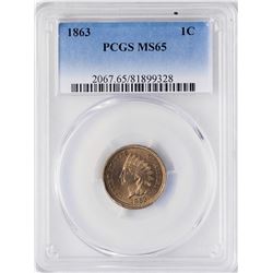 1863 Indian Head Cent Coin PCGS MS65