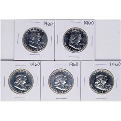 Lot of (5) 1960 Proof Franklin Half Dollar Coins