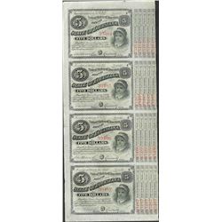 Uncut Sheet of (4) State of Louisiana Baby Bond Obsolete Notes