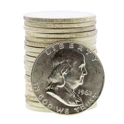 Roll of (20) Brilliant Uncirculated 1962-D Franklin Half Dollar Coins
