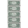 Image 2 : Lot of (5) Consecutive 1963B $1 Federal Reserve Barr STAR Notes