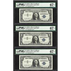 Lot of (3) Consecutive 1957A $1 Silver Certificate Notes PMG Superb Gem Unc. 67E