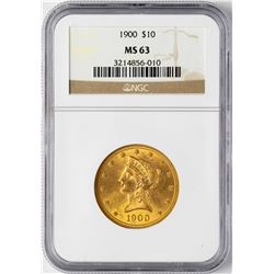 1900 $10 Liberty Head Eagle Gold Coin NGC MS63