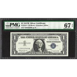 1957B $1 Silver Certificate STAR Note Fr.1621* PMG Superb Gem Uncirculated 67PPQ