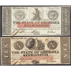 Lot of 1862 $5 & $10 The State of Georgia Obsolete Note