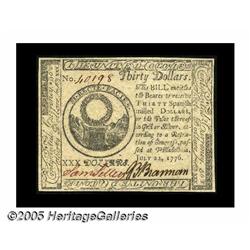 Continental Currency July 22, 1776 $30 Gem New. T