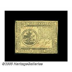 Continental Currency May 20, 1777 $5 Choice Very 