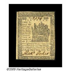 Delaware May 1, 1777 6d Extremely Fine-About New.