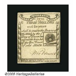 Massachusetts 1779 3s/6d Choice About New. A beau