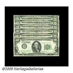 Fr. 2153-B $100 1934A Federal Reserve Notes. Six 