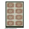 Image 2 : Fr. 1318 50¢ Second Issue Uncut Block Of Eight Ch