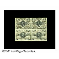 Fr. 1236 Milton 3R5.1 5¢ Third Issue Block of Fou