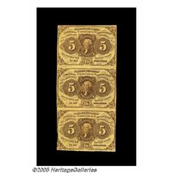 Fr. 1230 5¢ First Issue Vertical Strip of Three E