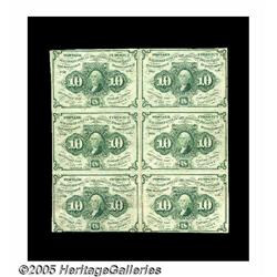 Fr. 1242 10¢ First Issue Block of Six Extremely F