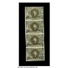 Image 1 : Fr. 1232 5¢ Second Issue Vertical Strip of Four A