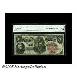 Fr. 73 $5 1880 Legal Tender CGA Gem Uncirculated 