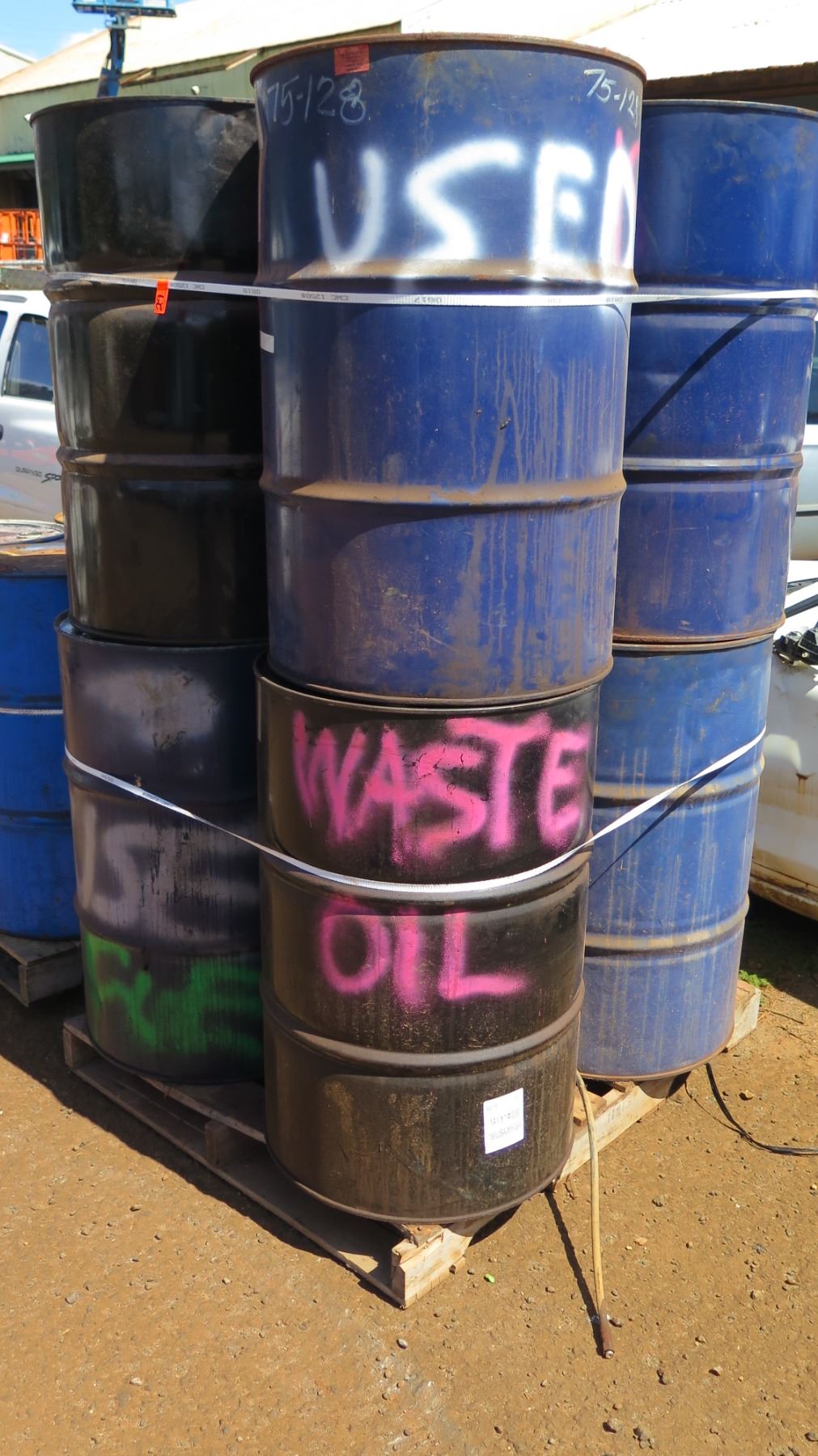 Qty 8 Empty 55 Gallon Metal Drums Oahu Auctions qty-8-empty-55-gallon-metal-drums-oahu-auctions