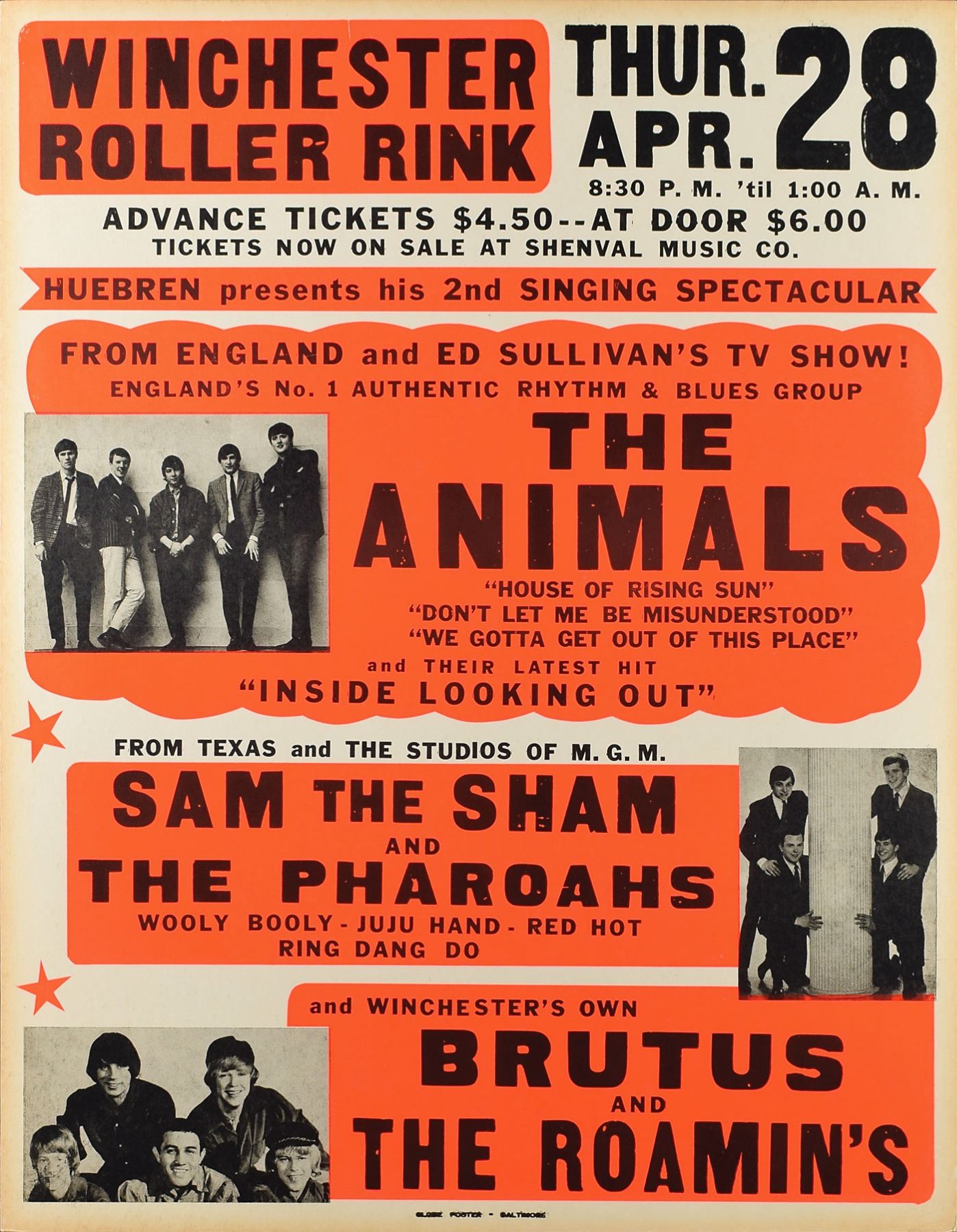 The Animals 1966 Winchester Poster